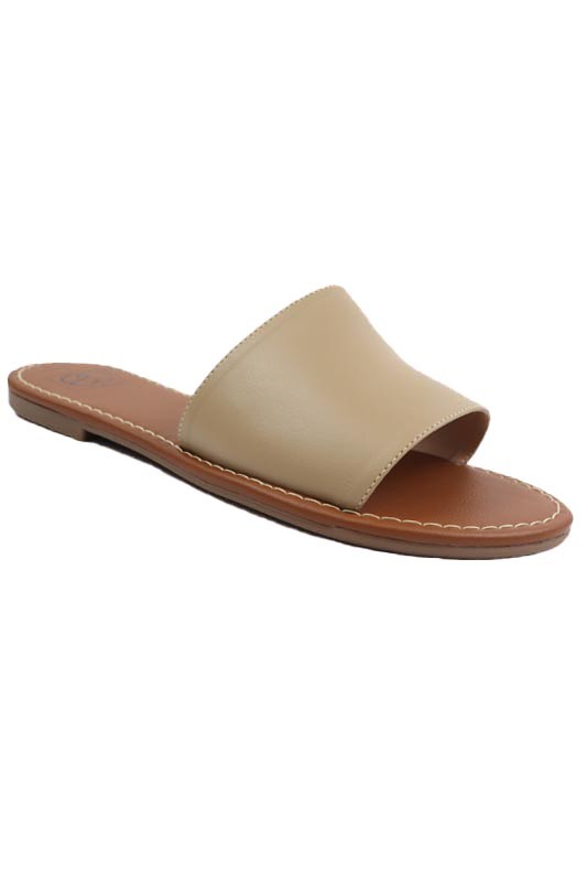 Lulu Handmade One-Band Slide Sandal Tan