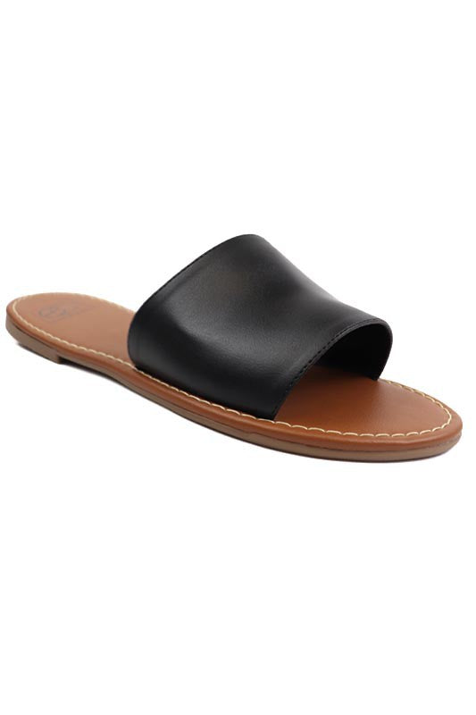 Lulu Handmade One-Band Slide Sandal Black