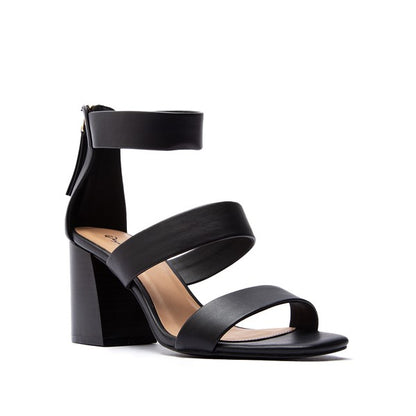 Dorcus Triple Band Heeled Sandal Black