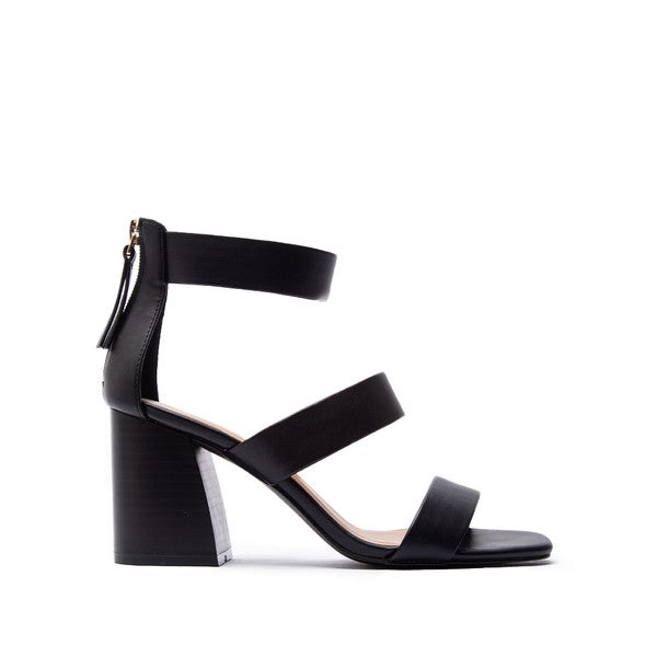 Dorcus Triple Band Heeled Sandal Black