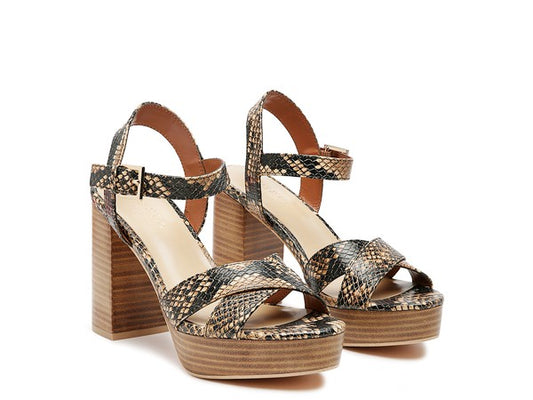 Chypre Hype High Heeled Block Sandal Snake Skin