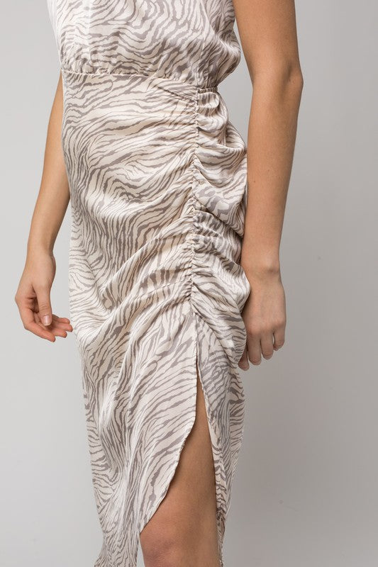 One Shoulder Abstract Print Dress side view