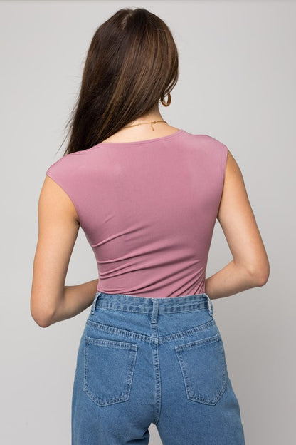 Cap Sleeve Square Neck Bodysuit back view