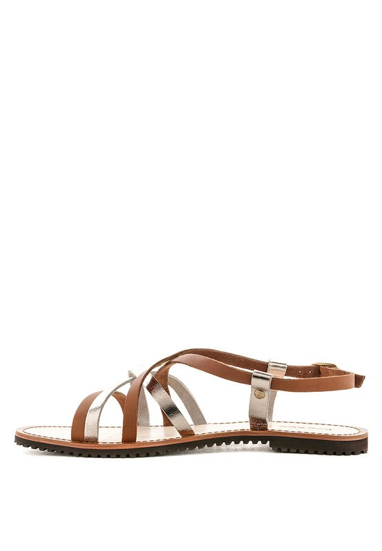 JUNE STRAPPY FLAT LEATHER SANDALS