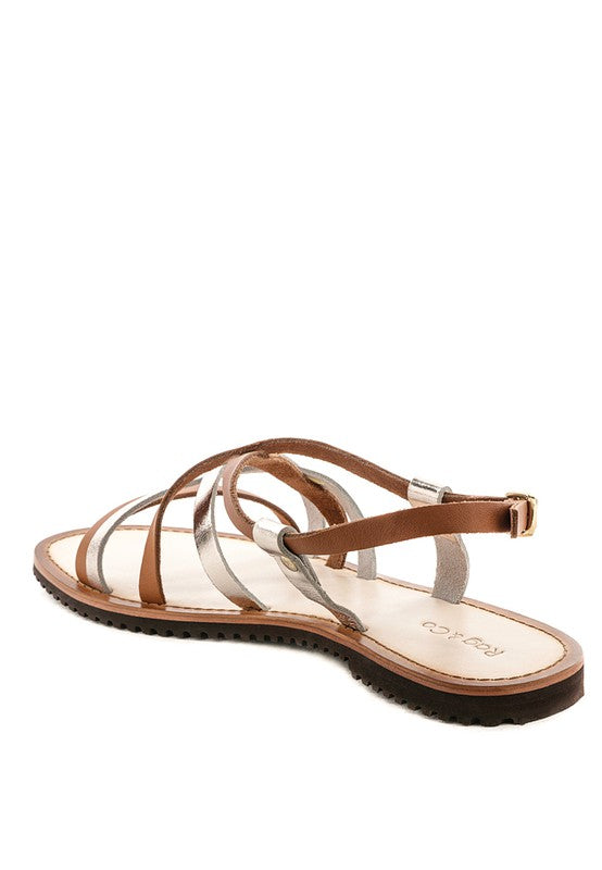 JUNE STRAPPY FLAT LEATHER SANDALS