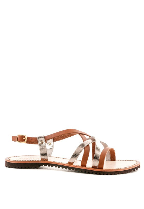 JUNE STRAPPY FLAT LEATHER SANDALS