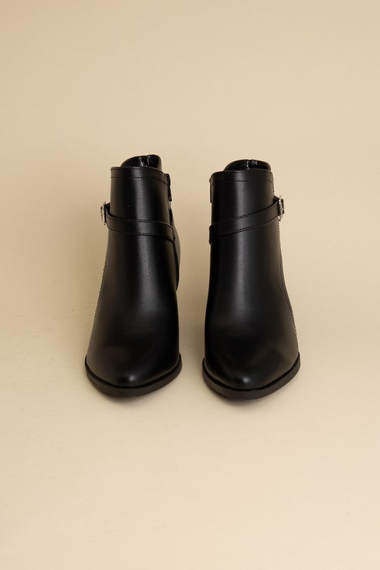 Nadine Ankle Buckle Boots black front view