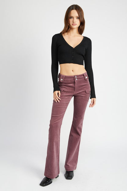 LOW RISE PANTS WITH BELL BOTTOM WINE