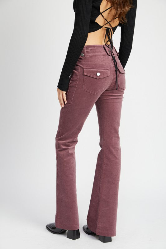 LOW RISE PANTS WITH BELL BOTTOM WINE