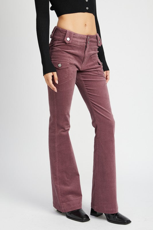 LOW RISE PANTS WITH BELL BOTTOM WINE