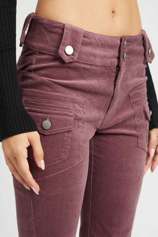 LOW RISE PANTS WITH BELL BOTTOM WINE