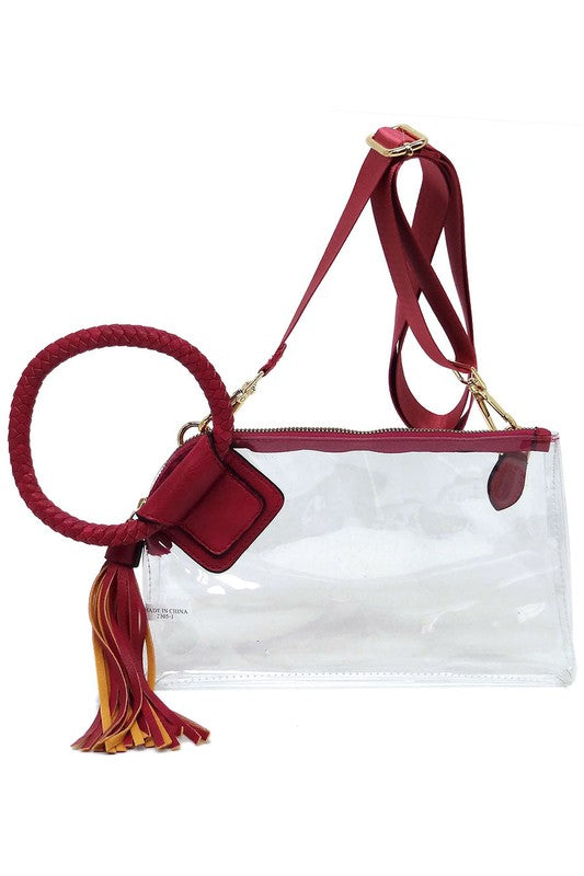 Game Day Transparent Clear Cuff Handle Clutch & Strap