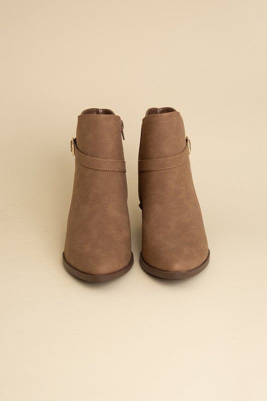 Nadine Ankle Buckle Boots Tan front view