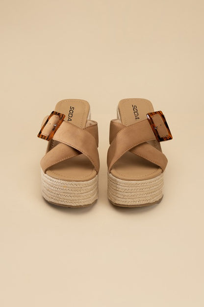 Espadrille Platform Slides TAN