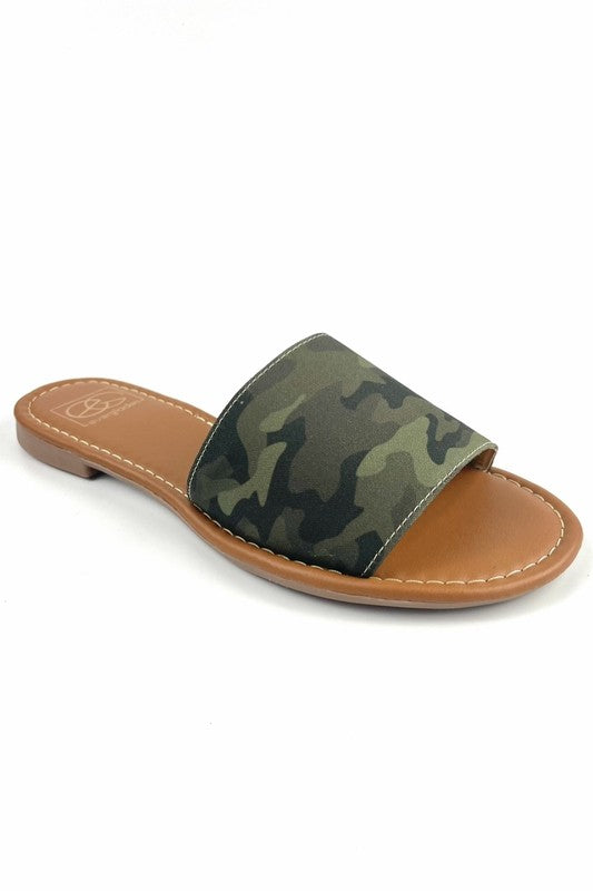 Lulu Handmade One-Band Slide Sandal  Camouflage