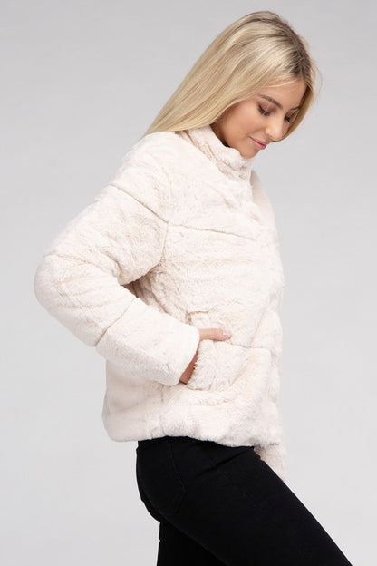 Fluffy Zip-Up Sweater Jacket