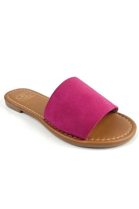 Lulu Handmade One-Band Slide Sandal Hot Pink