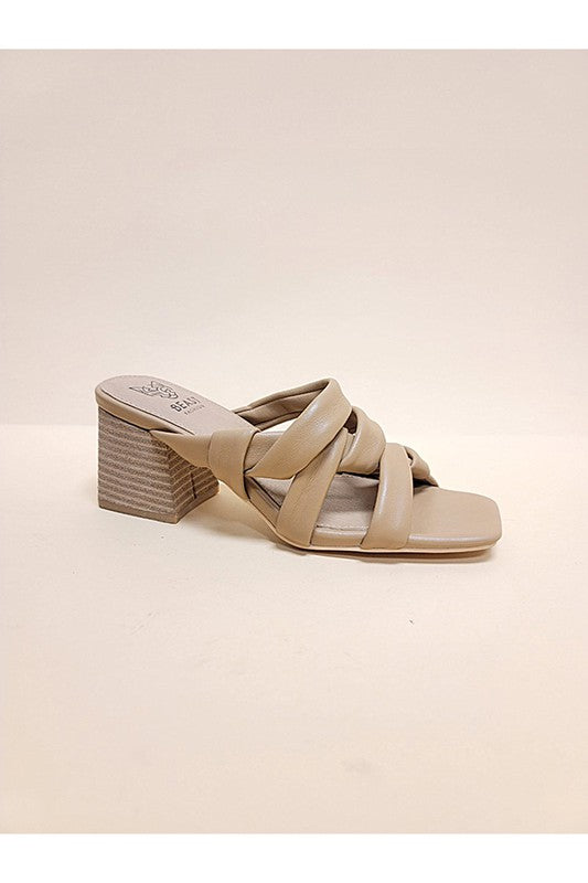 Open Toe Casual High Heel Mules - EBIE TAUPE