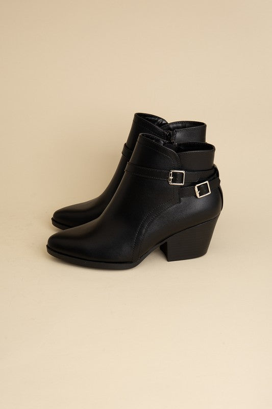 Nadine Ankle Buckle Boots black side view