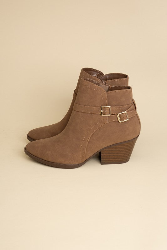 Nadine Ankle Buckle Boots Tan side view