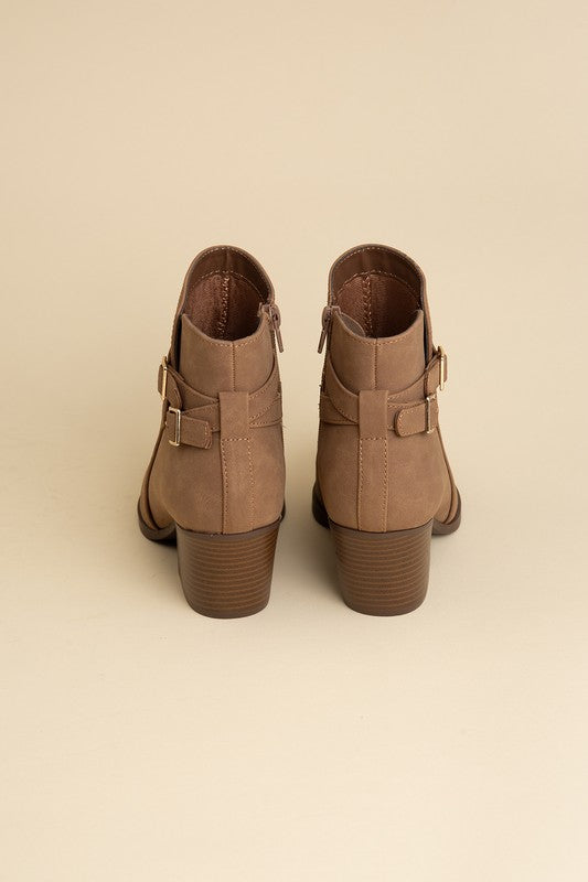 Nadine Ankle Buckle Boots Tan back view