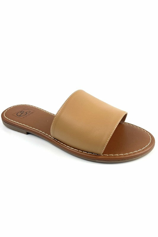 Lulu Handmade One-Band Slide Sandal Tan