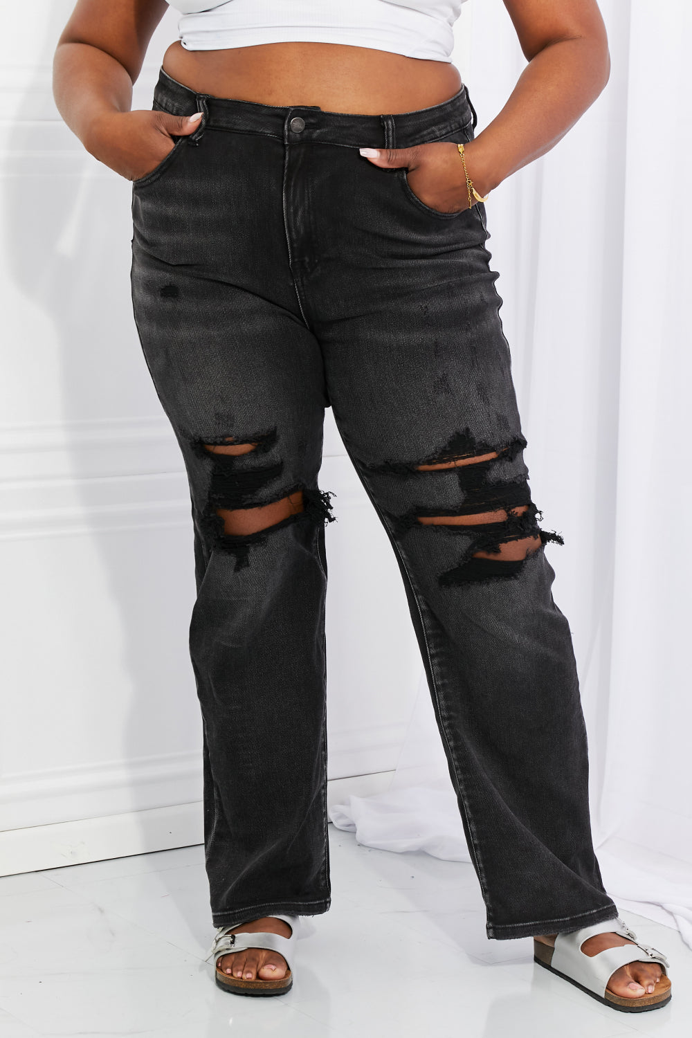 RISEN Lois Distressed Loose Fit Jeans