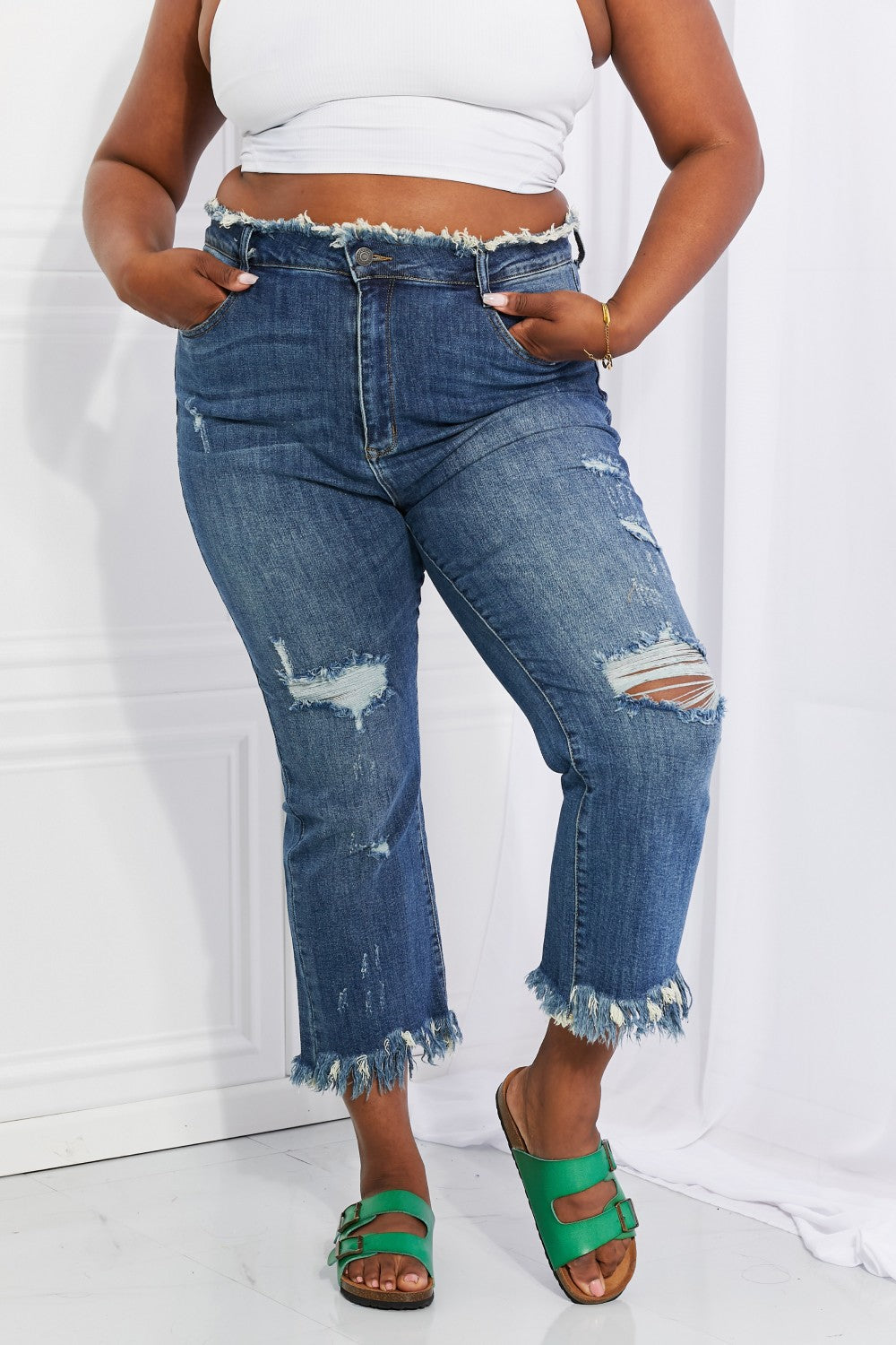 RISEN Undone Chic Straight Leg Jeans