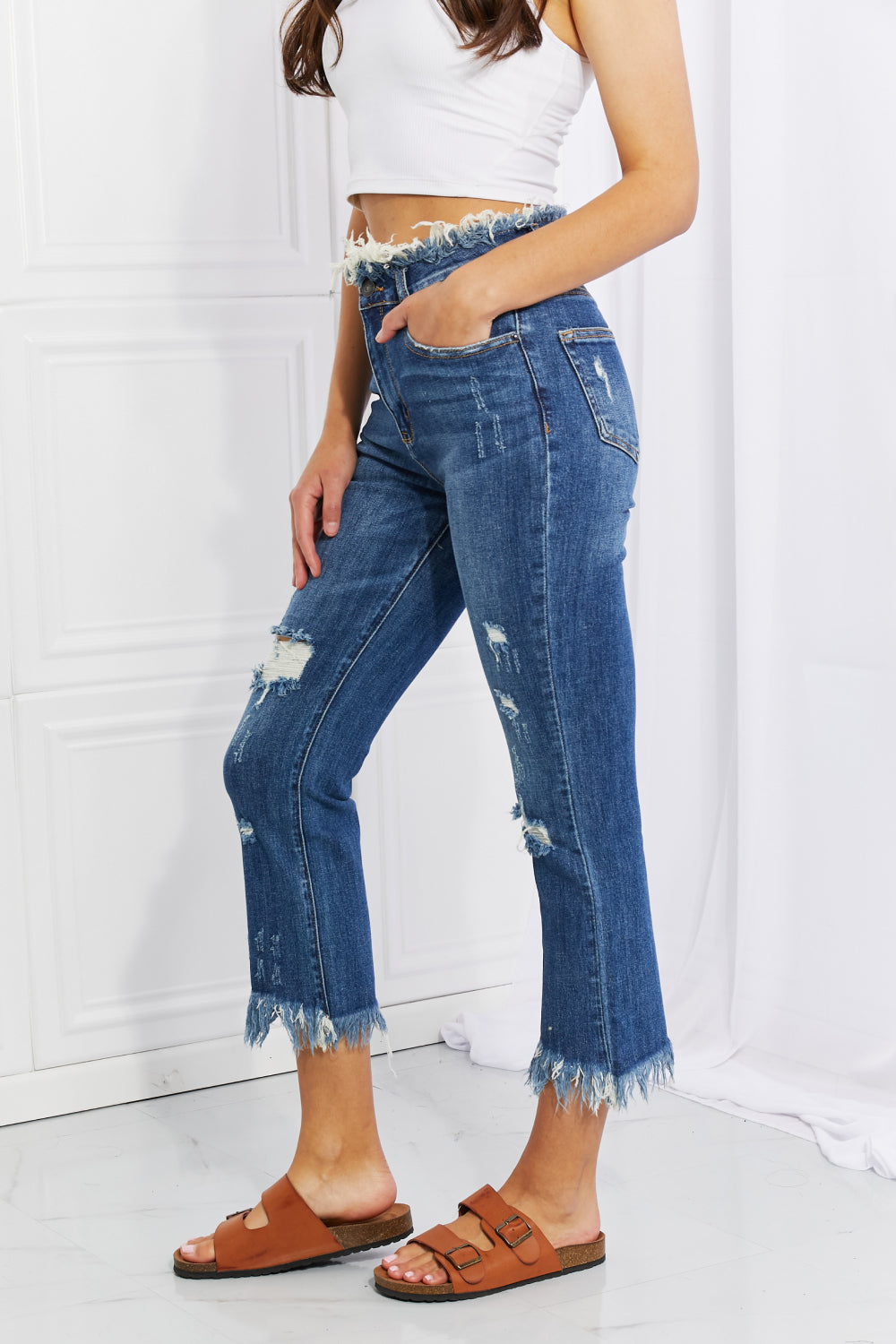 RISEN Undone Chic Straight Leg Jeans