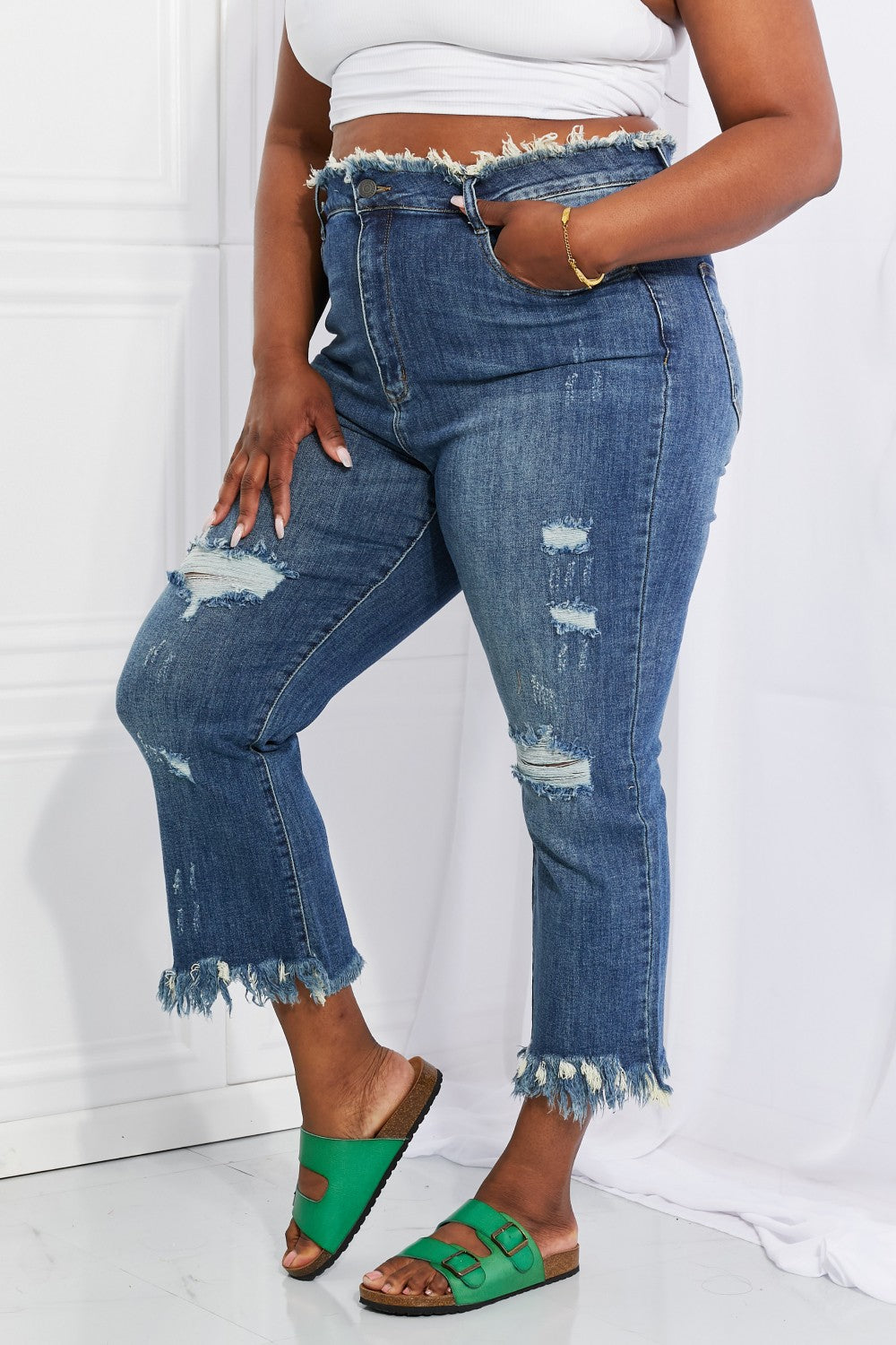 RISEN Undone Chic Straight Leg Jeans